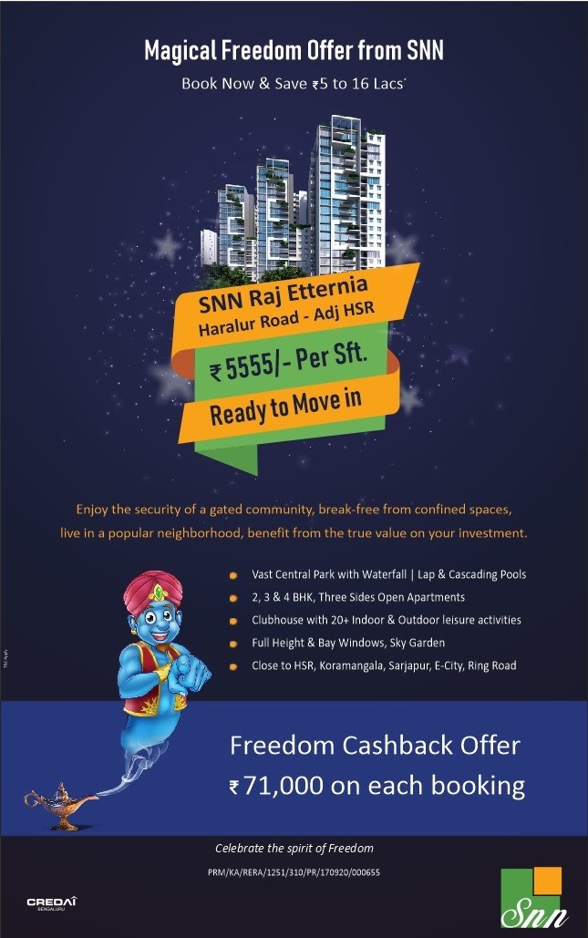 Book now & save up to Rs. 5 to 16 Lacs at SNN Raj Etternia in Bangalore
